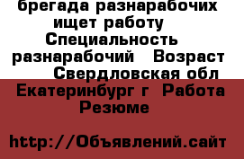 брегада разнарабочих ищет работу. › Специальность ­ разнарабочий › Возраст ­ 30 - Свердловская обл., Екатеринбург г. Работа » Резюме   